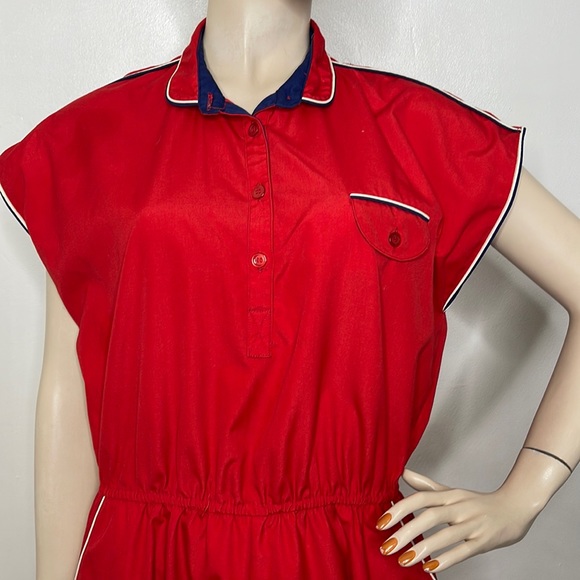 Vintage 70s Nautical Style Day Dress - Picture 2 of 16